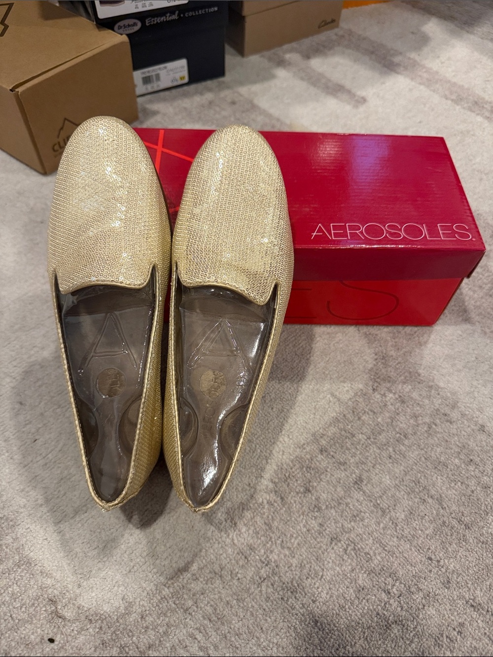 AEROSOLES Metallic Gold Slip-On Loafers